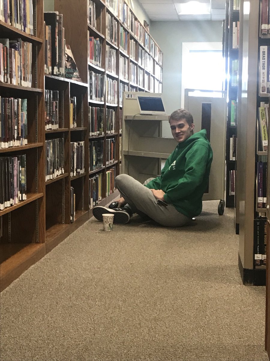Dylan working on scanning books <a href="/fccrickets/">Fall Creek School District</a> #gocrickets