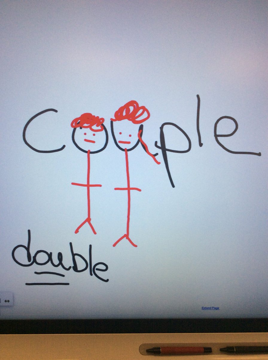 Stuckin5thGrade's tweet photo. A great visual by a student to remember the ou in couple. #learnedwords https://t.co/WMjQcB6eFI