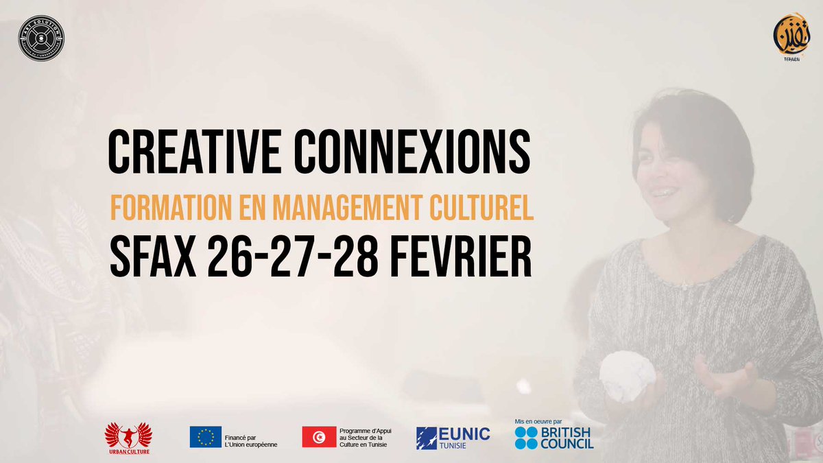 ART_SOLUTION_TN's tweet photo. Les Sessions de Formation du projet #Creative_Connexions se poursuivent.
Deuxième Journée de Formation en Management Culturel  Mohamed Benslama
@BritishCouncil I @EUNIC I Association Urban Culture I Ministère de la Culture I Tfanen - Tunisie Créative I PACT
#Culture_Management https://t.co/IaGahhHVnw