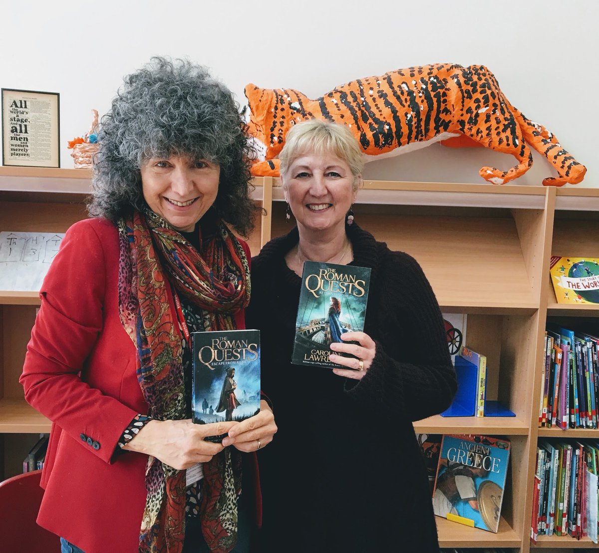 CarolineLawrenc's tweet photo. Thanks to pupils, staff & headteacher of #HollySpringJuniorSchool Bracknell & especially event-organiser Kelly Muir for a wonderfully warm welcome on a chilly day. 😊 #HSJS #AuthorVisit https://t.co/xdOoB4VMjD