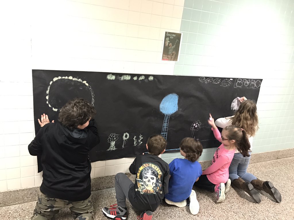 MrsShaughnessy3's tweet photo. Today we finished reading The Chalk Box Kid by Clyde Robert Bulla. The students loved creating their own chalk garden in the hallway! 🌻🌸🌿☘️🌱🌼 https://t.co/cN77PwyAn0