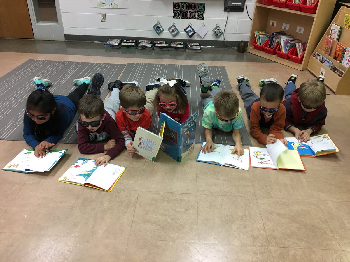 NH_Kindergarten's tweet photo. “The more that you read, the more things you will know. The more that you learn, the more places you’ll go.” #drseuss #sunglassesday #icanreadwithmyeyesshut https://t.co/QzTkMfupt0