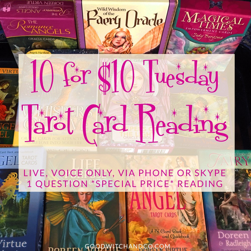 MagicalGuidance's tweet photo. ✨🔮 🃏 ✨ It's Tarot Tuesday! Get your $10 Reading (Tuesdays only!) from the "shop" link on my website! ✨ 🃏 🔮✨ #tarottuesday #tarot #witch https://t.co/EGrrMptjLK