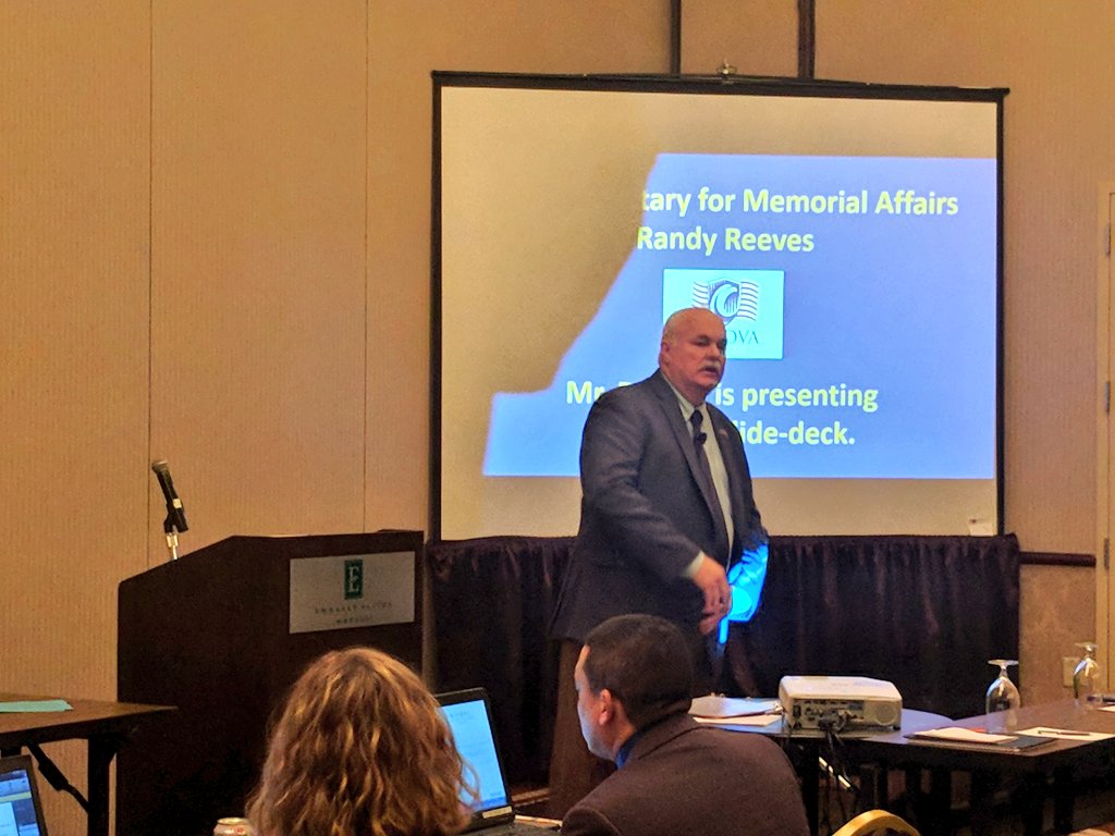 Urena's tweet image. Randy Reeves, Under Secretary for @VANatCemeteries Memorial Affairs addresses the National Association of State Directors of Veterans Affairs #NASDVA #MidWinterCon. Prior to his role, he served as State Director to Mississippi as well Association President @NASDVAPres 2016-2017.