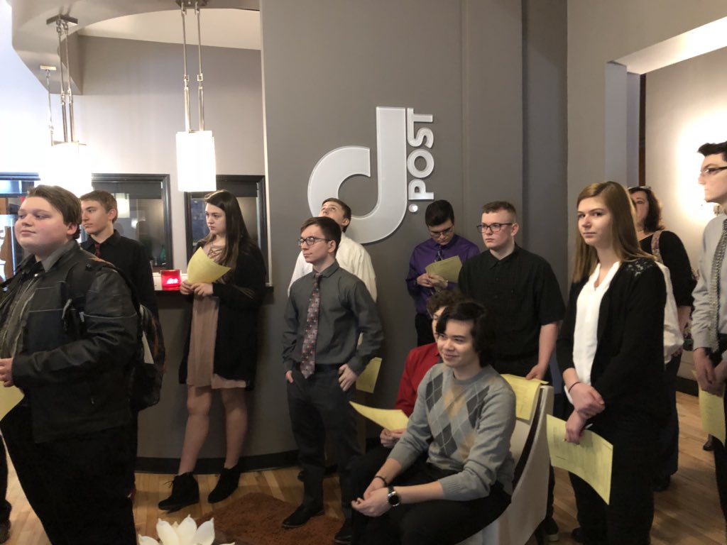 WSCSAcademy's tweet photo. IT/Digital Media students getting a tour and job shadow experience at dPost! #dPost #NAF #WNYNAF #jawny #juniorachievement #BeFutureReady https://t.co/LXpjfyV1Mn
