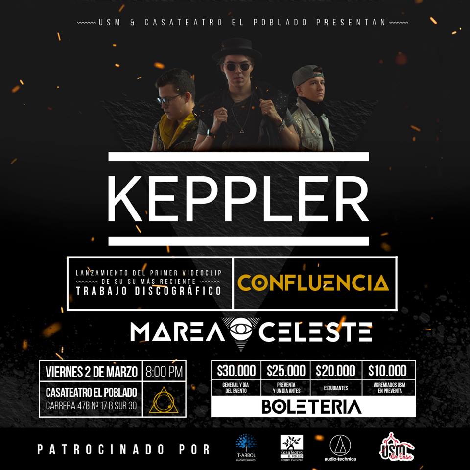 USMColombia's tweet photo. #USMenCasa: ¡Es asombrosa la propuesta estética y artística de @KepplerOfficial ! - ¿Porqué no vamos juntos a su concierto el próximo 02 de Marzo en @CasaTeatroEP y nos dejamos llevar por su #MareaCeleste ? 🎸🎶🌊 https://t.co/w8lZUU5oOd