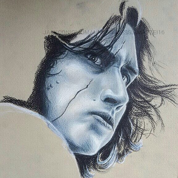 JackConiglio's tweet photo. A portrait of Kylo Ren, something I think I'll never finish..... :/ #workinprogress #KyloRen #AdamDriver #StarWars #StarWarsTheLastJedi #portrait #traditionalart #coloredpencils #jackConigliomannaro https://t.co/PyjM08JZpN