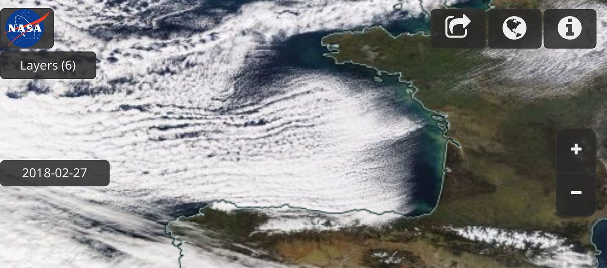 ecazatormentas's tweet photo. Espectacular formaciรณn de calles de nubes en el Mar Cantรกbrico. Contacto de la masa de aire muy frรญo y seco, con aguas comparativamente mรกs cรกlidas #EfectoLago #LakeEffect #EfectoMar #SeaEfect https://t.co/uEvsfeb369
