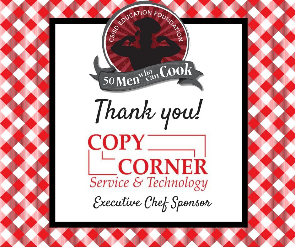 Give2Kids's tweet photo. Thank you @CopyCorner for their generous support of College Station I.S.D. schools! As an Executive Chef sponsor their gift will help fund innovative teacher grants, student scholarships, and programs such as Chrissy's Closet! #50Men2018 #EFProjectSMILE https://t.co/AIhhHFxArD