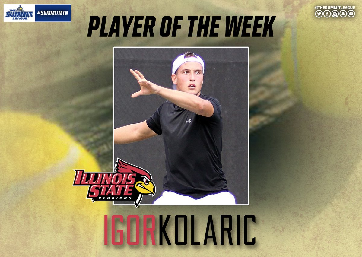 TheSummitLeague's tweet photo. .@RedbirdMTEN's Igor Kolaric manages an undefeated week &amp; earns #SummitMTN Player of the Week honors 🎾👏

📰: https://t.co/z5T7v4RZTX https://t.co/XWgV4SX17N