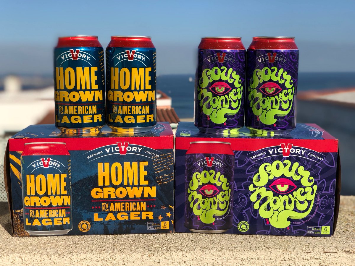 Yo! #HomeGrown New American Lager is here! Use the <a href="/VictoryBeer/">Victory Brewing Co.</a> app to find some near you. Also, #SourMonkey is in Cans now!#TasteVictory