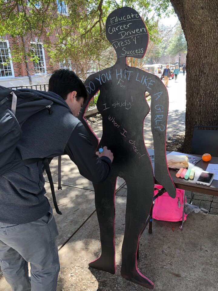 Unfortunately, we won’t be tabling today due to inclement weather. 😭 BUT, check out these pictures of passerby from yesterday! We’ll be back tomorrow for more tabling and FREE t-shirts! #womenssymposium2018 #hitlikeagirl @SMU_WomenLGBT