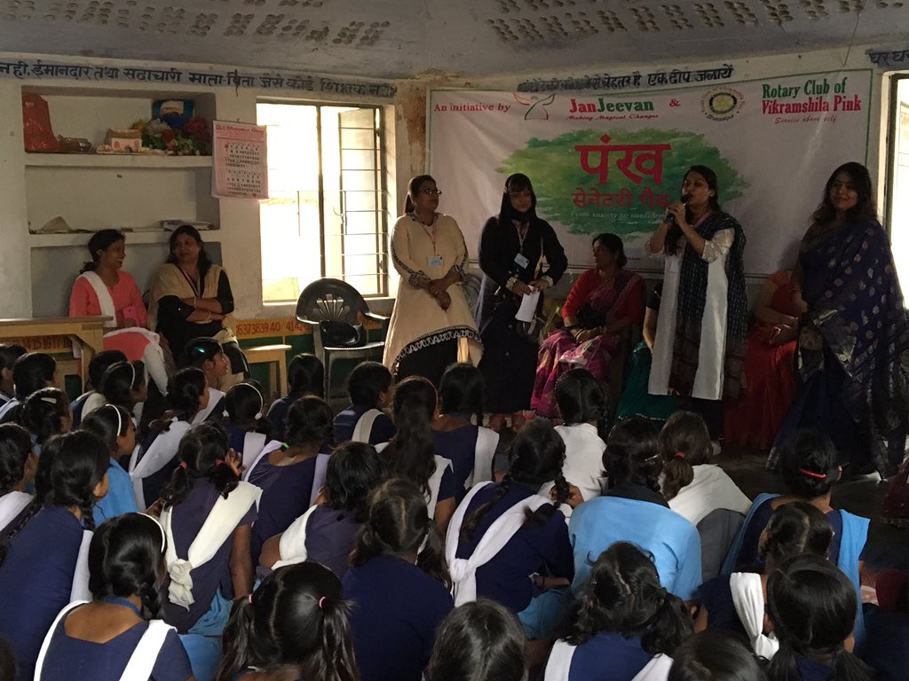ngojanjeevan's tweet photo. Here we get to choose what nailpaint to apply for that house party &amp; on the other side are girls who struggle to even come to school on period days. Glimpses from awareness workshop in a govt school with Rotary Pink.  #StandByHer #BreakMentalBarriers #PadMan #MenstrualHygiene https://t.co/8D2uL8PEpR