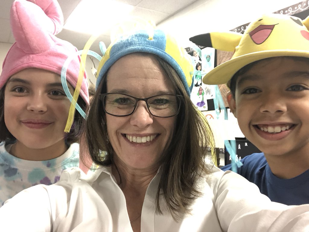 chris_garces1's tweet photo. #ReadAcrossAmericaWeek celebrating Dr. Seuss and Cat in the Hat wearing silly hats today #mayinspired @teachreadlove @MayPrincipal @NISDMay @Katmclem https://t.co/Vy6QYU43Vk