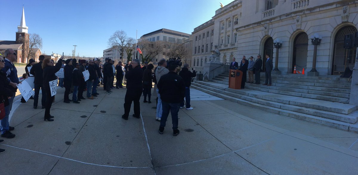 Demonstrators say gay #BergenCounty cop was fired after he complained about bias &amp; harassment. Did county officials (including now Attorney General Gurbir Grewal) ignore allegations? Our story tonight.