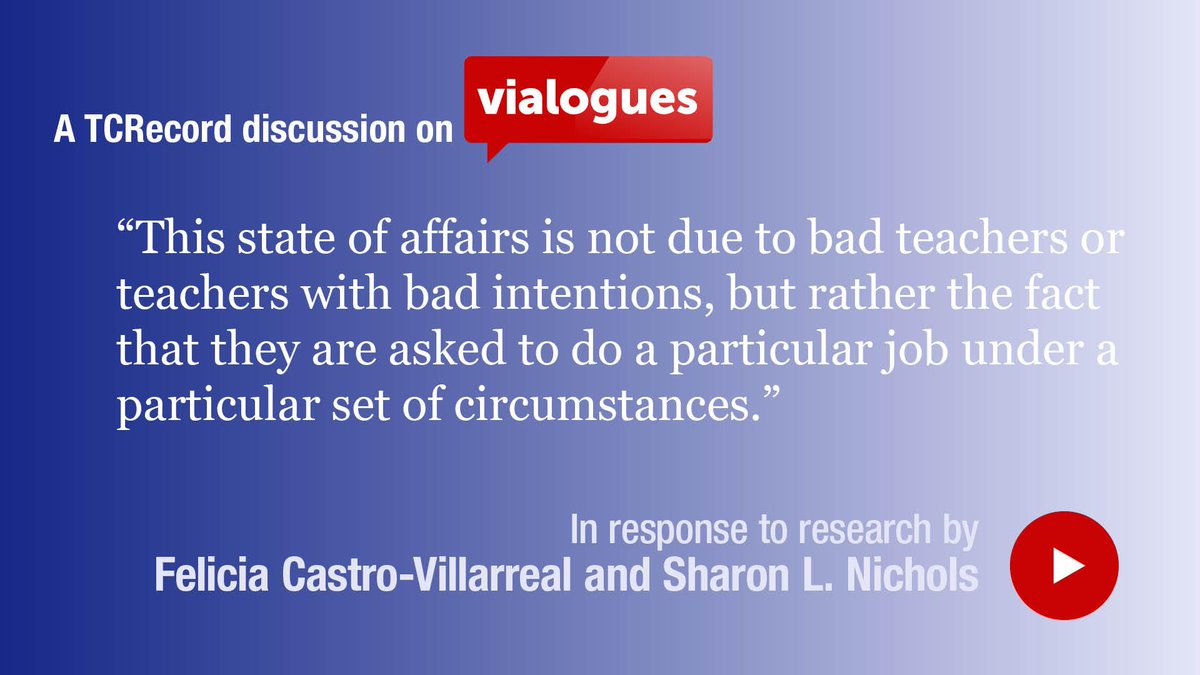 How do the pressures of testing and accountability impact special education practices and policies? Join the discussion, based on work done by <a href="/UTSACOEHD/">UTSA COEHD</a> researchers Felicia Castro-Villarreal and Sharon L. Nichols vialogues.com/vialogues/play…
