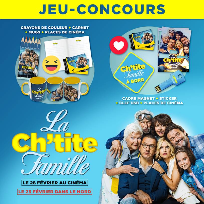 TF1's tweet photo. Gagnez votre pack cadeau et vos places de cinéma pour la nouvelle comédie de Dany Boon : #LaChtiteFamille
➡ RT &amp; Follow https://t.co/tjrQul3aka