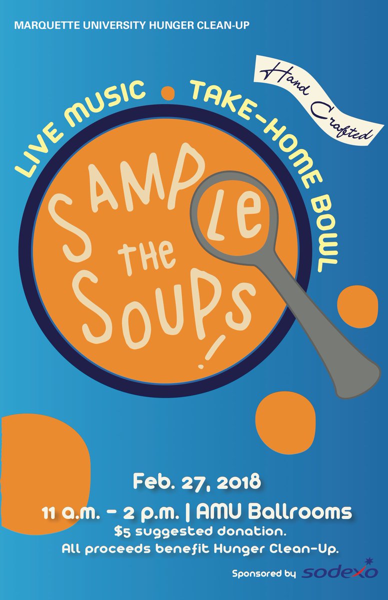 Rebecafg05's tweet photo. Support Hunger Clean-Up! FREE soup from 11 a.m.- 2 p.m. a the AMU Ballrooms! https://t.co/jEXEEmnCSA
