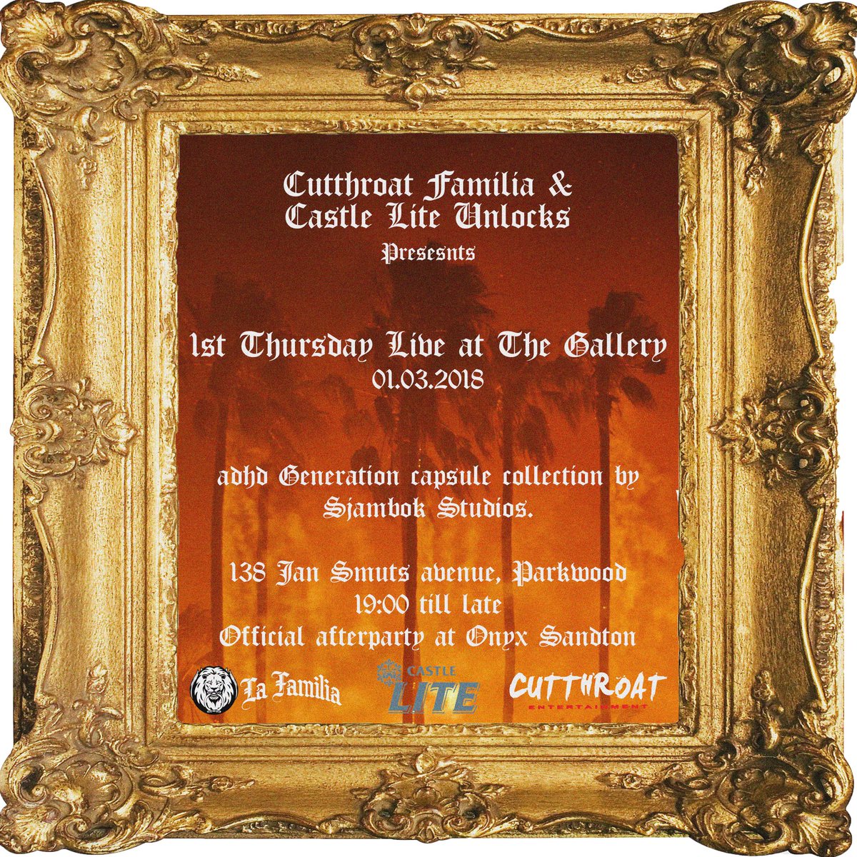 SAYOUTHAWARDS1's tweet photo. @cutthroatza is serving us with La familia first Thursday's this week. Catch the after party @Onyx_Sandton with @NewNorth_za. Make sure to register before tickets sell out #CutthroatFamilia https://t.co/FsSncG3NpC