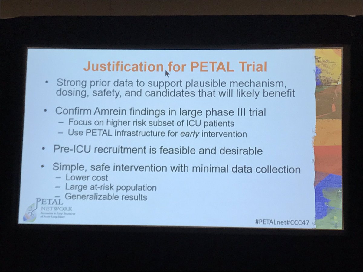 DrDaleNeedham's tweet photo. More from @bhyzy at #CCC47 session on #PETALnet regarding Vitamin D protocol (VIOLET RCT):  prior RCT that stimulated the new study (significant differences in subgroup analyses from below) https://t.co/sgbbZQpeKQ