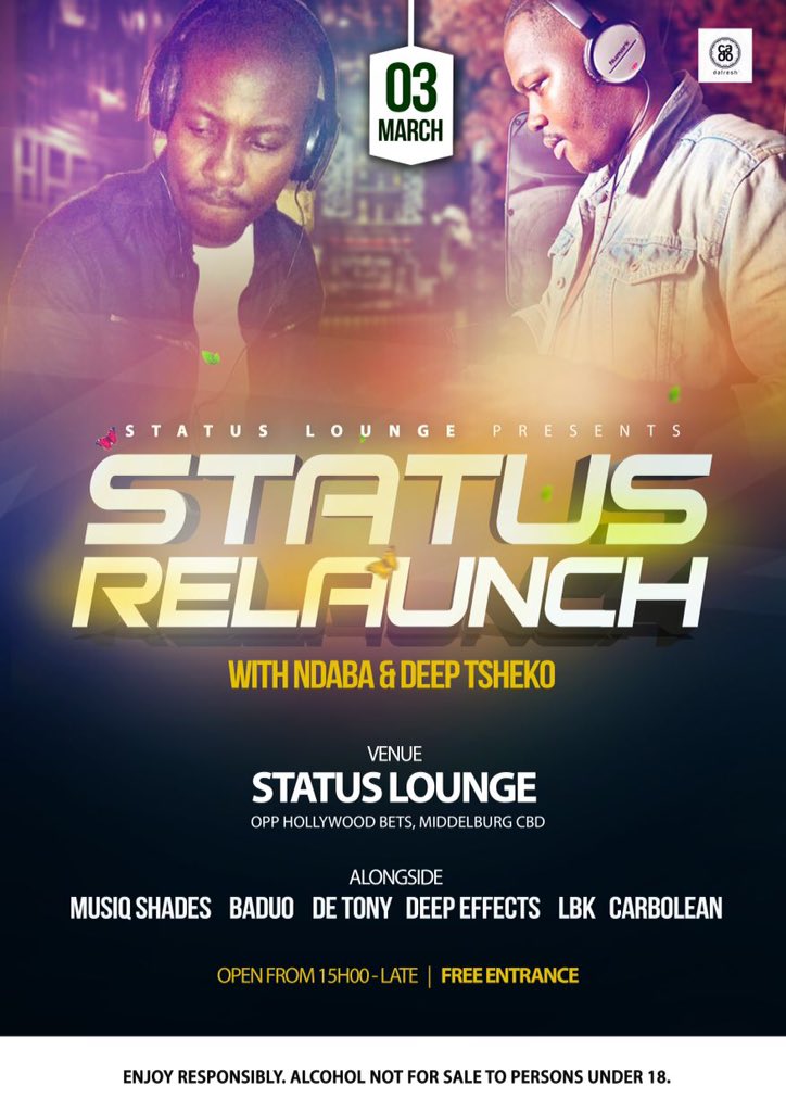 statuslounge1's tweet photo. #3March Status Lounge Relaunch #Party #Statuslife https://t.co/S92vT0L0IM
