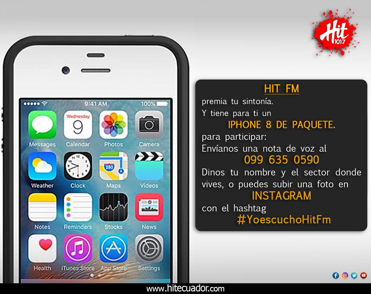 Hit_Ecuador's tweet photo. En este 2018 queremos regalarte un #iphone8
Agréganos, sigue las instrucciones y prepárate para ganar!!!
Sorteo 4 mayo. #Hit_Ecuador https://t.co/mSMOkio1hn