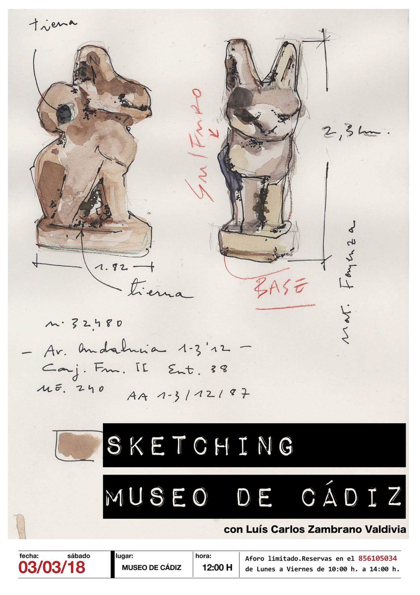 LaCasaRosaLoft's tweet photo. Siempre queremos hacer algo especial, pues ahora es el momento. El Museo de Cádiz nos invita a un Taller de Sketching el sábado para ver el Museo con los ojos de Luis Zambrano Valdivia, todo un lujo que no hay que perderse. #Museo #sketching #drawing #dibujo #divendraw #workshop https://t.co/eSFSTJgrTK