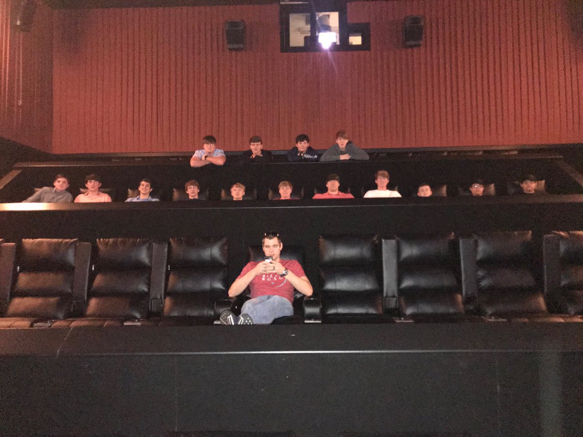 What a great day to be a Chief!  Young men relaxing at a movie lead by Coach Hadley.  Hey guys wake up!  #ChiefFamily
