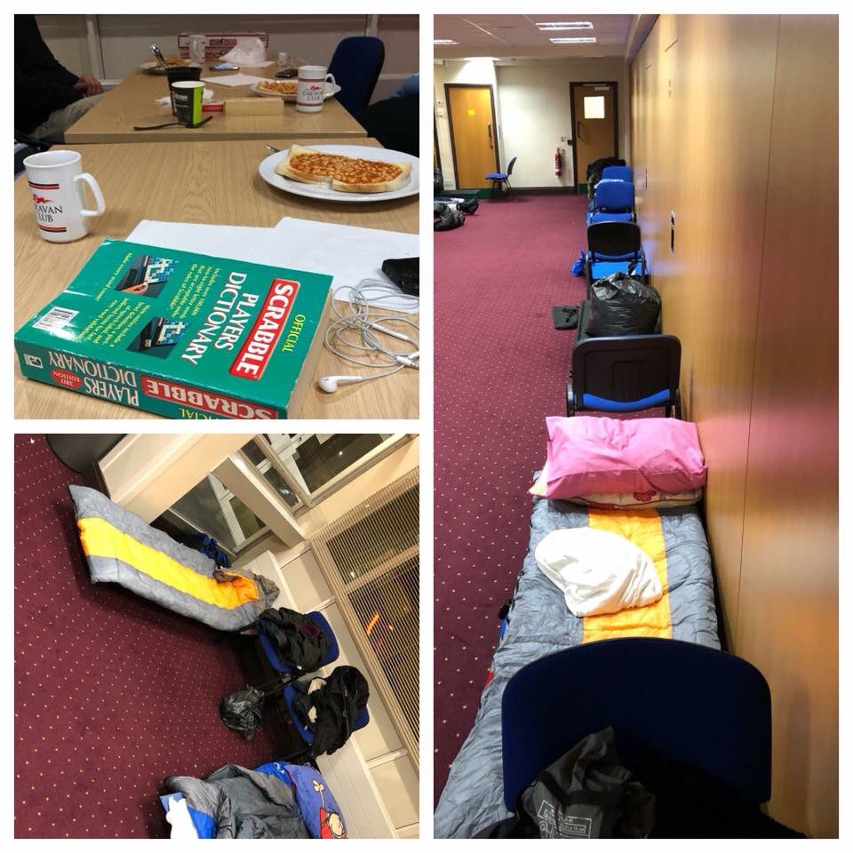 Tonight we have moved to the Civic Hall to ensure anyone that would have been on the streets tonight is safe in the warm. Thank you to Crawley Borough Council for the use of their facilities <a href="/crawleybc/">Crawley Council</a>