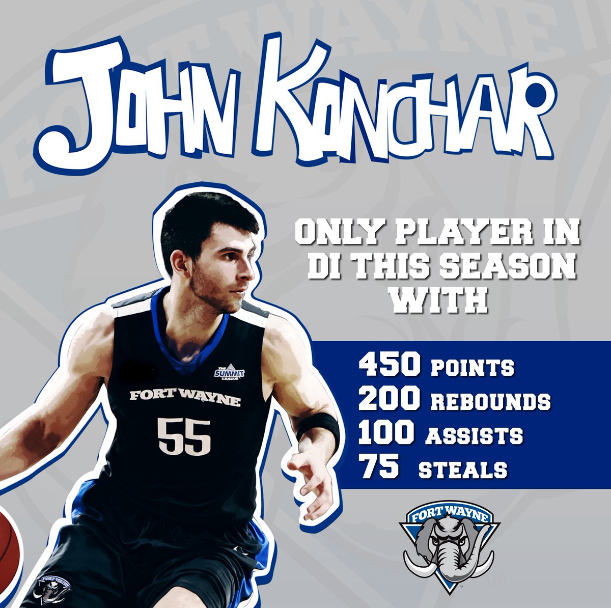 MastodonMBB's tweet photo. Did you know... John Konchar is the only player in the nation with 450 points, 200 rebounds, 100 assists and 75 steals this season? 

25 players have accomplished this feat since 1992. Included in that list are: Gary Payton, Jason Kidd, Anfernee Hardaway and Dwyane Wade. https://t.co/YCfCvtGtlW