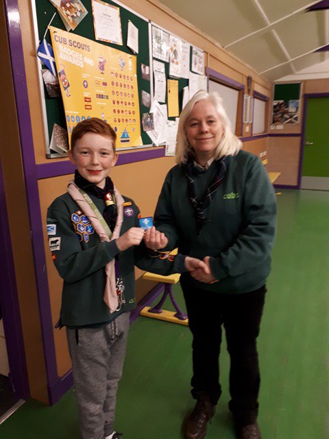 NEScouts's tweet photo. It looks like Inverurie Cubs are having a great #YouShape month & even had a new Akela for the night as part of #WearTheirNecker. Mark did such a good job, that now one Cub night a month will be run by the cubs themselves! Well done Mark! @ukscouting https://t.co/oMuUfcWfsQ