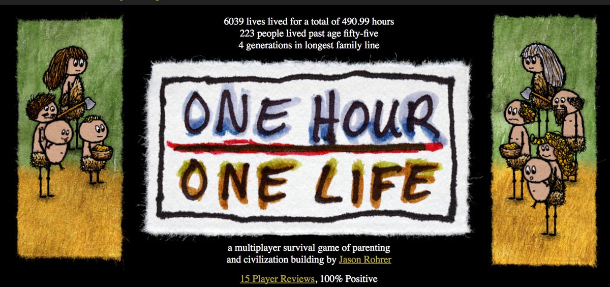 ONE HOUR ONE LIFE, the new game by <a href="/jasonrohrer/">Jason Rohrer</a>, is finally out!   onehouronelife.com
