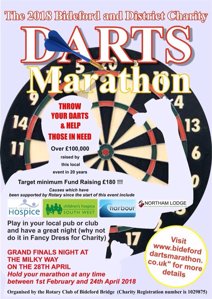 There's still time to enter a team, have some fun and raise money for local charities #northdevon #darts #charity
