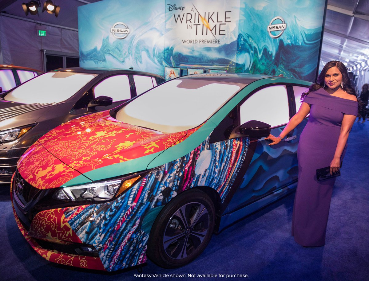 NissanUSA's tweet photo. It was a star-studded night in Hollywood! The cast of @WrinkleInTime got a chance to check out these custom All-New 2018 Nissan LEAF inspired by the three Mrs at the movie premiere! #NissanLEAF #SimplyAmazing https://t.co/R5TxXaXmu8
