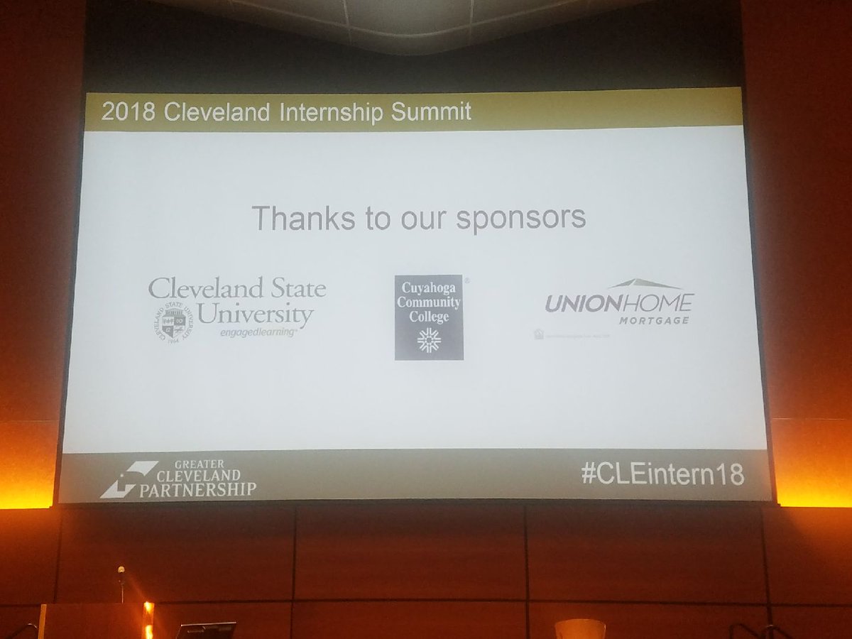 GreaterCLE's tweet photo. Thanks so much to our sold-out crowd and all the #CLEintern18 sponsors: @CLE_State @TriCedu & @UnionHomeMtg https://t.co/38FiNE1DWd