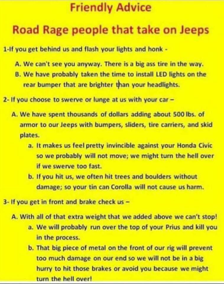 Ke_LeeJ's tweet photo. Stay safe out there people 😁 #Roadrage #JeepGirl #Jeeplife #JeepMafia https://t.co/6YpFixAYDC