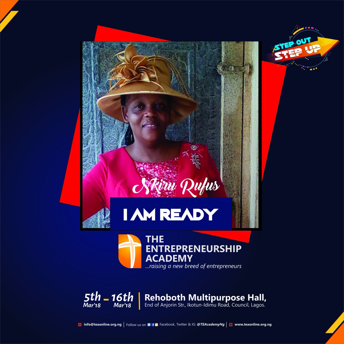 TEAcademyNG's tweet image. She will be there @TEAcademy2018 to get the necessary skills to move her business up, Will you be there? 
visit teaonline.org.ng to sign up 
#teacademy2018 #stepoutstepup #thesupreentepreneur