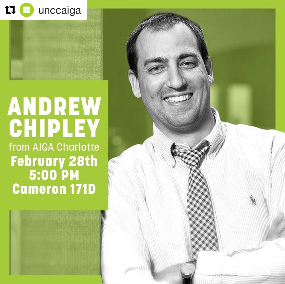 aigacharlotte's tweet photo. 🙌🏼 Check it out! Our very own @ChipleyDesign will be speaking to @UNCCAIGA tomorrow about all things #aigaCLT! Interested in starting a student group at your school? Give us a shout, we’d love to help! https://t.co/Na6044o61v