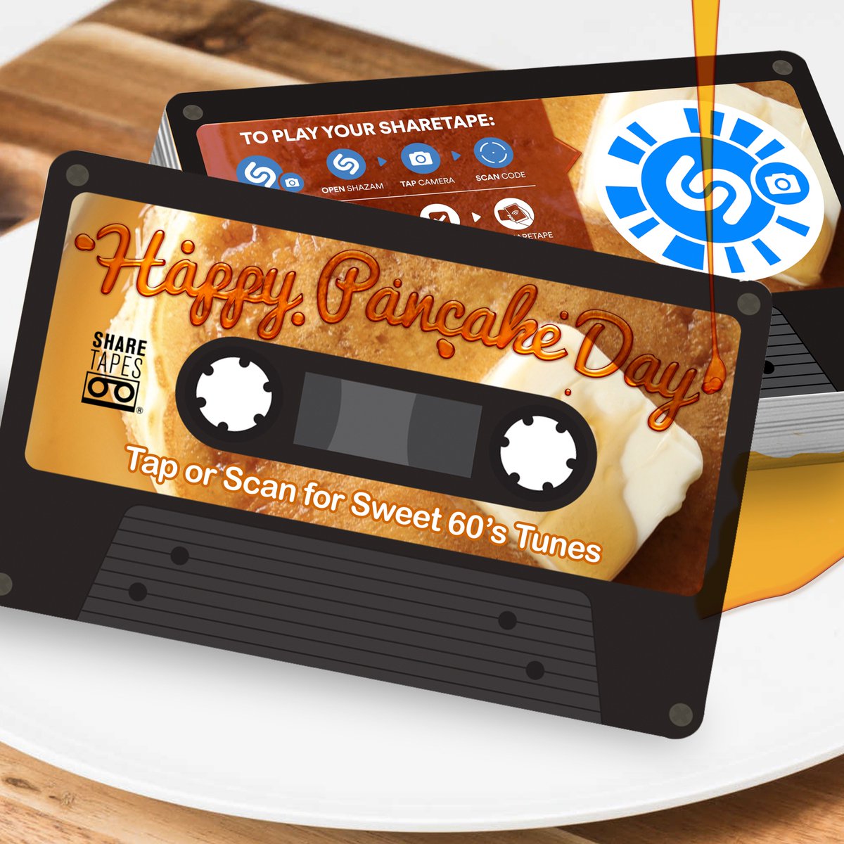 Sharetapes's tweet photo. mmm Sharetapes #pancakes look delicious and nutritious. If pancakes could sing, they would give you a soothing 60s playlist. Hand out #digital #content anywhere that tap with #NFC and scan with @Shazam on your smartphone. Happy #NationalPancakeDay! @IHOP #agency #marketing https://t.co/3hFXEcDATL