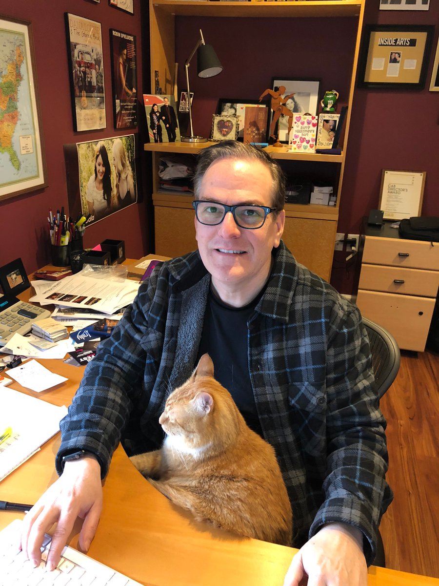 KossonTalent's tweet photo. Our very scientific analysis has proved our theory: performing arts agents are more productive when booking/routing with a cat on their lap. #agentlife #catagent @LarryKosson https://t.co/9G2VOgGHKu