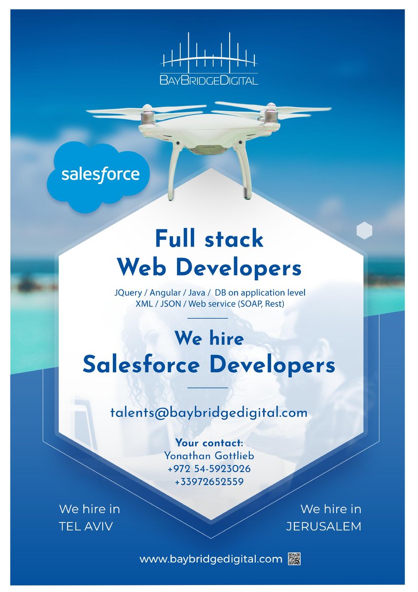 yonathang's tweet photo. BayBridgeDigital #Israel
We are looking for great talents looking for exciting experiences in our Technology Hub. 
Check out our career center: https://t.co/6CLYLJxV5i
#Salesforce #Developer #Digital #Transformation #Innovation #Amazingcareer #Web #DesignThinking #Equality https://t.co/IvPREau8X1
