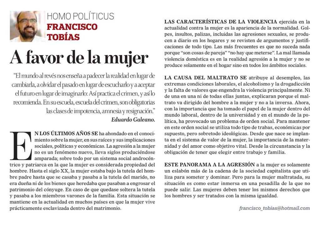 A favor de la mujer ☝🏽

Hoy en periódico #Zócalo #HomoPolíticus 

zocalo.com.mx/opinion/opi-in…