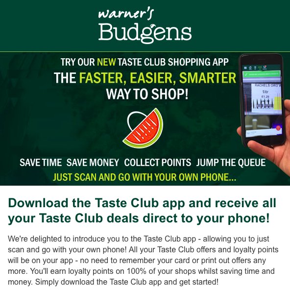 scott_annan's tweet photo. #IROF @warnersbudgens launches #TasteClub #ScanandGo @Ubamarket App. #UK #First @cotswolds @ACS_LocalShops @NACSonline @TalkingRetail @ThisIsRN @TheGrocer @BookerWholesale @Mr_M_Baker @BudgensN1 @BelsizeBudgens @htec_ltd @PointFourEPoS @thetimes @BBC @AmazonUK @CStoreMagazine https://t.co/1HpKPBNk0O