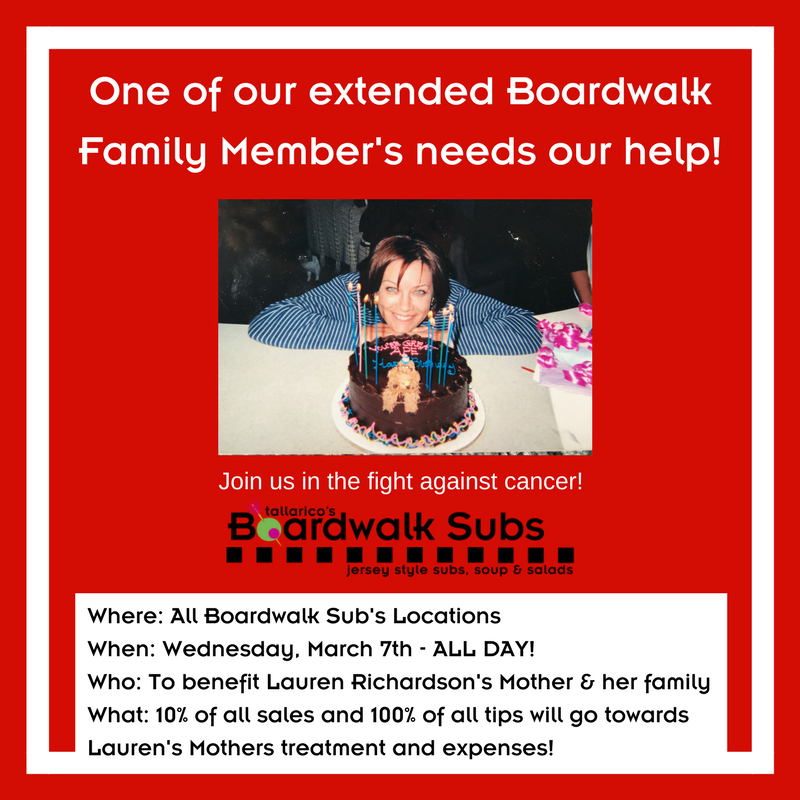 BoardwalkSubs's tweet photo. Please join us next Wednesday to help support April Richardson and her fight against cancer! https://t.co/ibVurex1aK