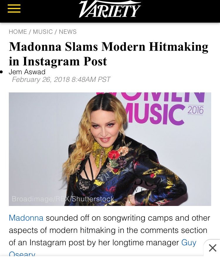 dita s garden on twitter madonna s reply on instagram not even on her own account becomes the news eternally relevant queen - madonna slams modern hitmaking in instagram post variety