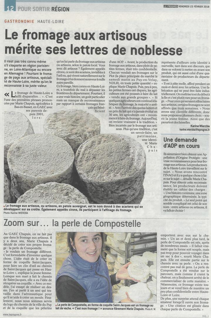 FermeChapuis's tweet photo. Une pleine page sur La Tribune le Progrès sur toute la région Aura ...voilà de quoi se réjouir #fromage#laitcru#fermier#artison#auvergne https://t.co/zOwhV0RwQr