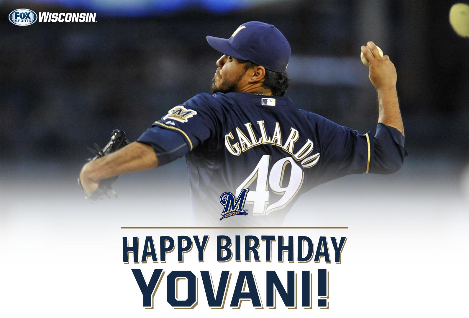  pitcher Yovani Gallardo is celebrating his 32nd birthday today! Happy Birthday Yo! 
