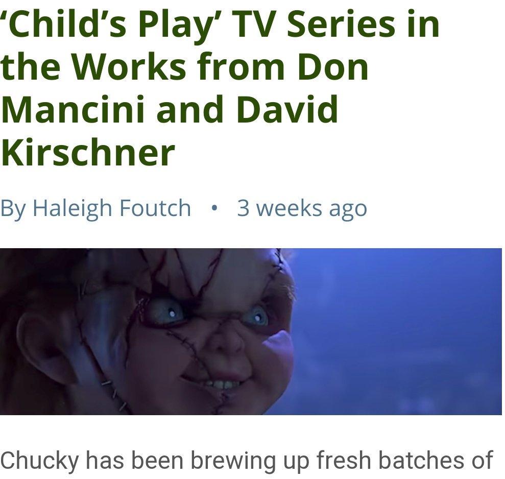 Jakeymanipod's tweet photo. Fricking Hell just spent the last 7 HOURS watching all 7 #Chucky FILMS for the FIRST time! Truly phenomenal. Great job then just read a TV SHOW was coming out!! Ahhhhhhhhhhhhhhh! Is this true? Anymore news pleeeaasee?? https://t.co/WgK5TwPBul