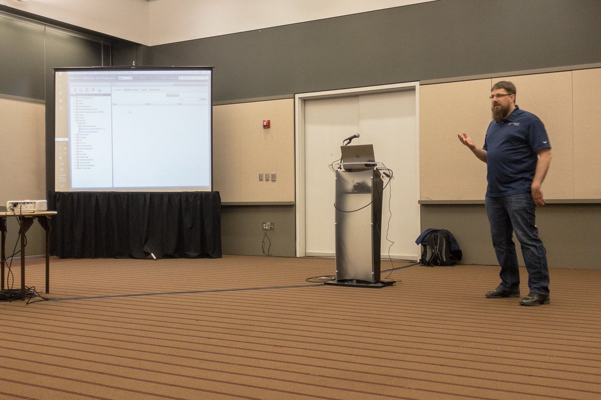 dougdefrank's tweet photo. Listening to @joerglew talk about vRealize Orchestrator here at the #WPVMUG @WPVMUG https://t.co/H9YFaUSEhc