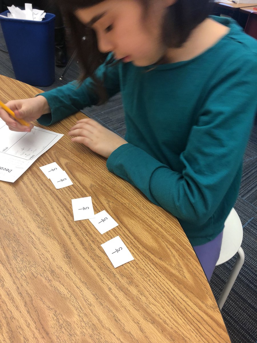 MrsSwearngin4D's tweet image. Decomposing fractions today in 4th grade! This kiddo discovered that 2/5 + 2/5 + 1/5 = 5/5!! 😁 #AndersonJays #FractionsRule #mathrocks #SoProud